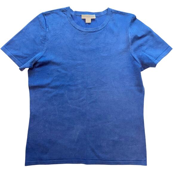 Pendleton Silk Blend Knit Tee Shirt Women's XS Blue & Purple Short Sleeve - Picture 3 of 10